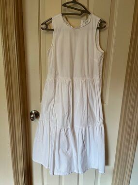 J. Crew White Sleeveless Tiered Cotton Dress